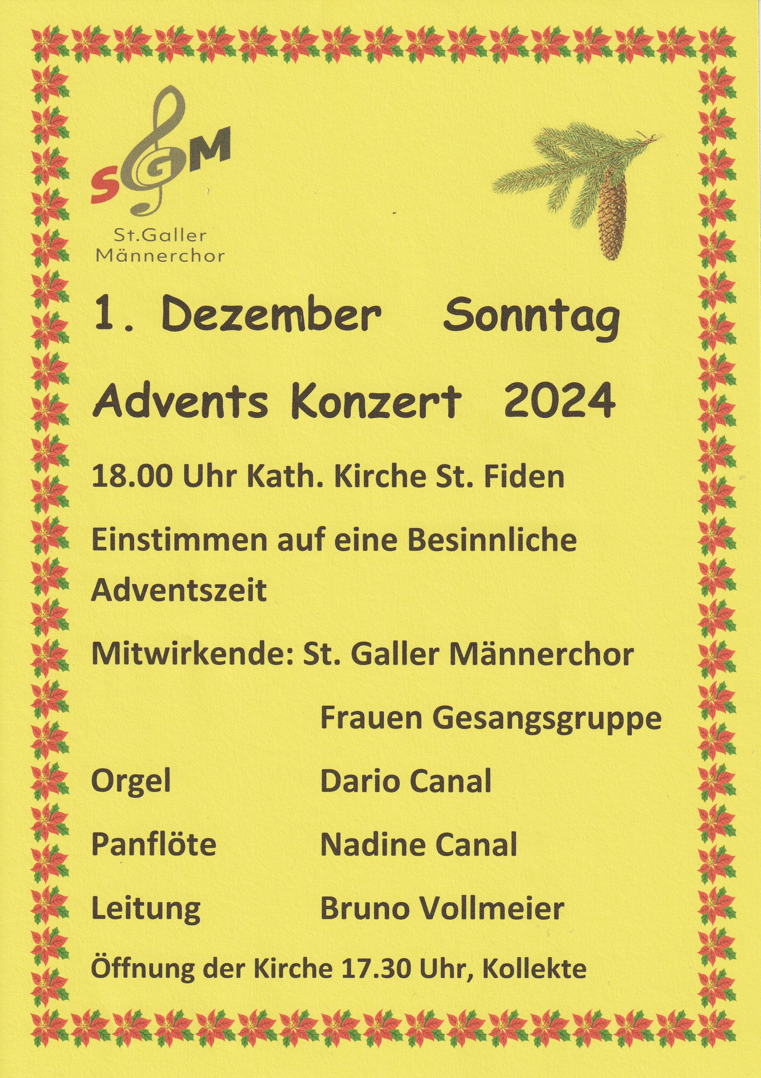 Logo - St. Galler Männerchor: Adventskonzert Kirche St. Fiden